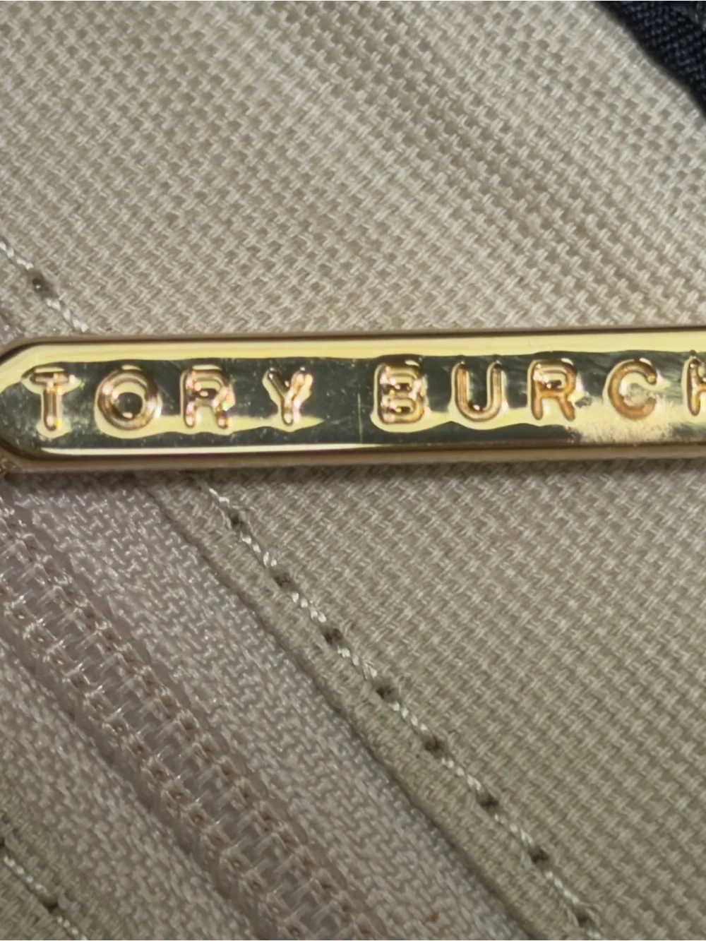 Tory Burch Black Nylon Tote with Patent Trim and Logo
